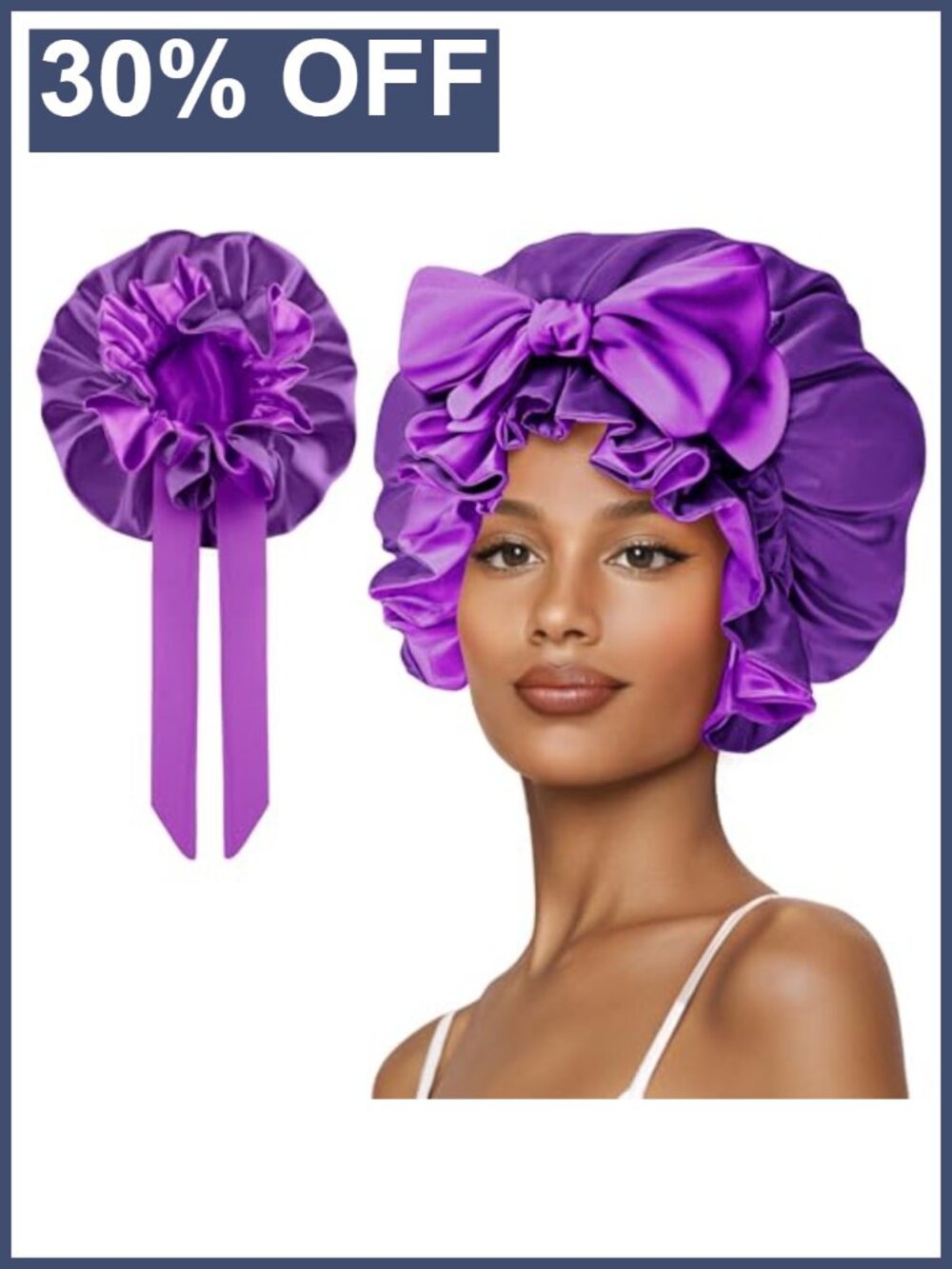 Adjustable Silk Satin Sleep Bonnet Double Layer Hair Cap for Curly Natural Hair